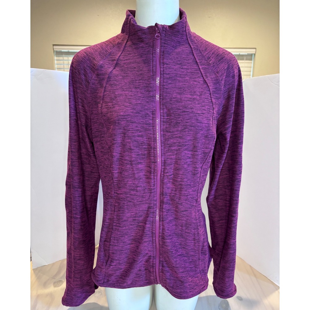 Yogalicious Lux Womens XL Purple Space Dye Full Zip Athletic Jacket Thumbholes